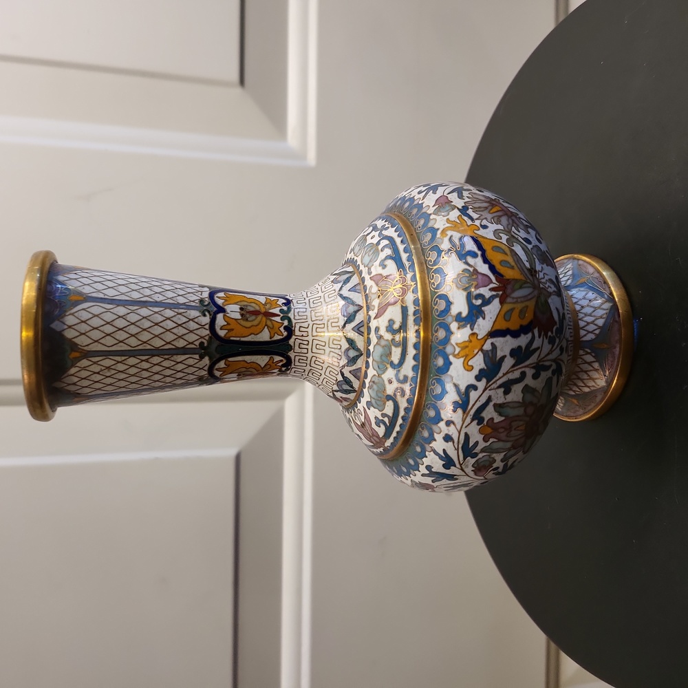 Vintage Fine Asain Persian Cloisonné Ornate Vase 7 1/4" - Picture 4 of 11